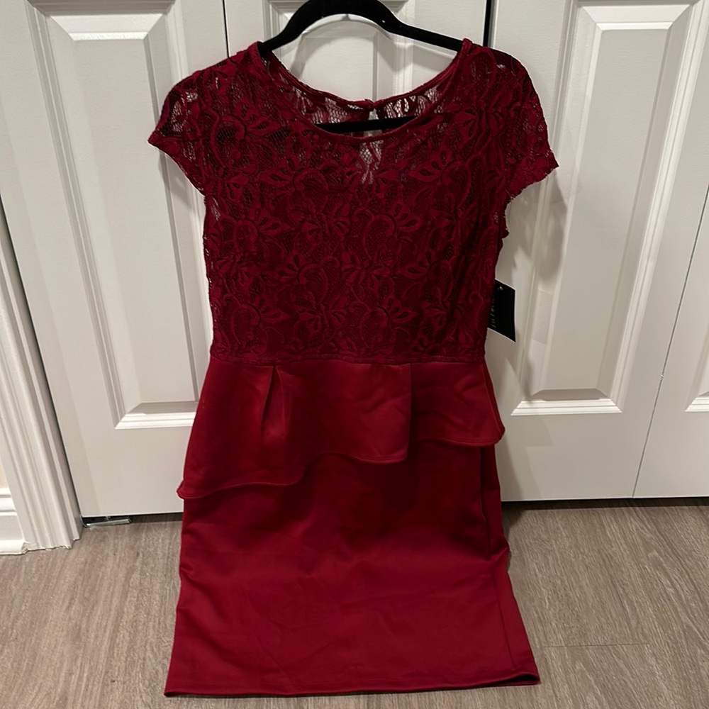 Brand new red peplum dress (size L) - super cute for the holidays!
